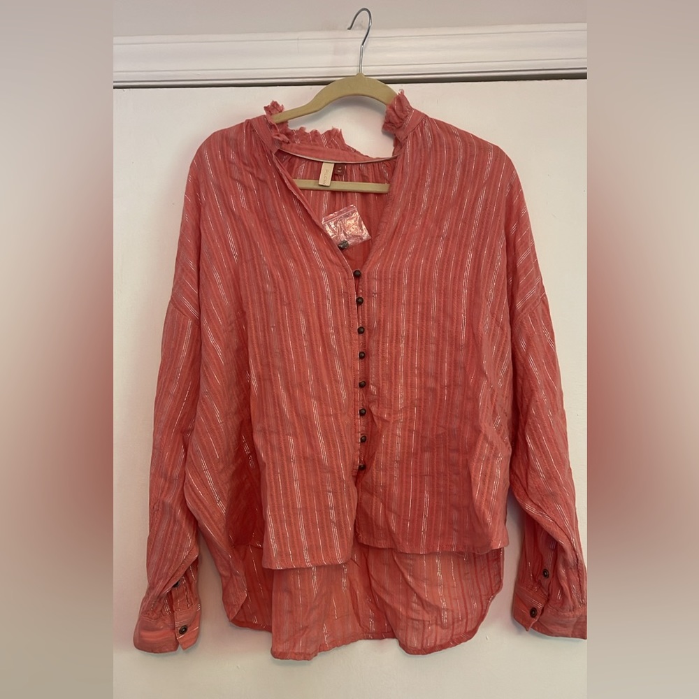 Coral Pilcro Anthroplogie Button-Up Women's Top